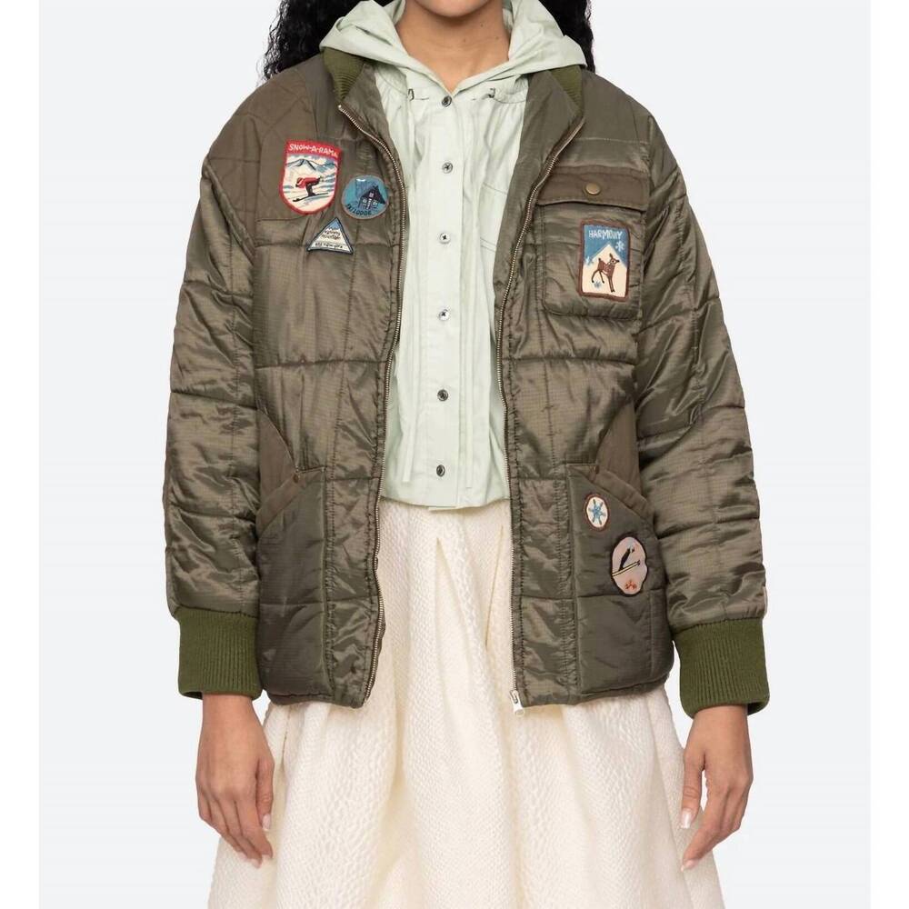 NEW SEA eira quilted puffer jacket in olive